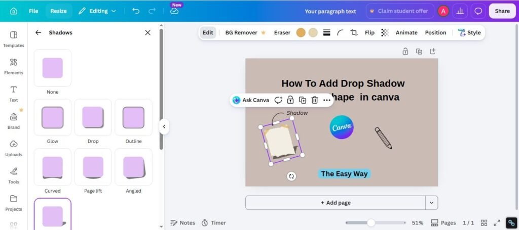 How to Add Drop Shadow in Canva