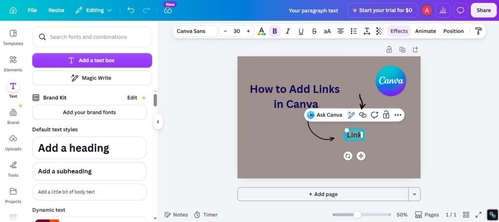 How to Add Links in Canva 