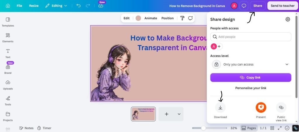 Use the top-right menu.