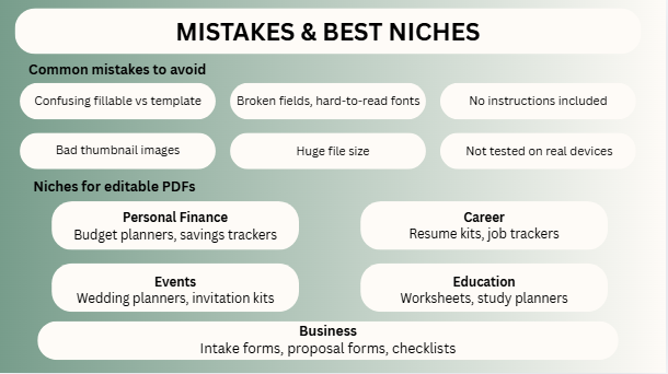 Mistakes & best niches