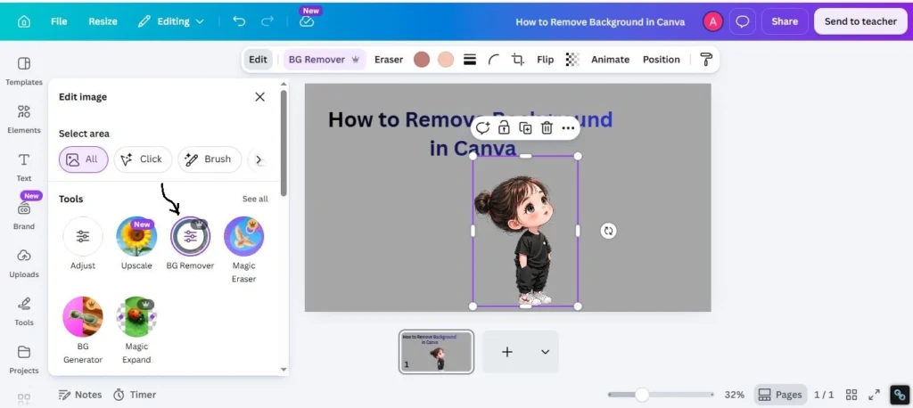Select Background Remover and wait a few seconds.